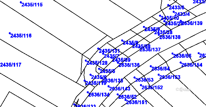 Parcela st. 2435/7 v KÚ Oslavany, Katastrální mapa