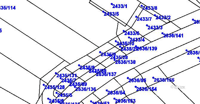 Parcela st. 2435/9 v KÚ Oslavany, Katastrální mapa