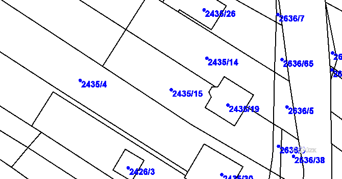 Parcela st. 2435/15 v KÚ Oslavany, Katastrální mapa