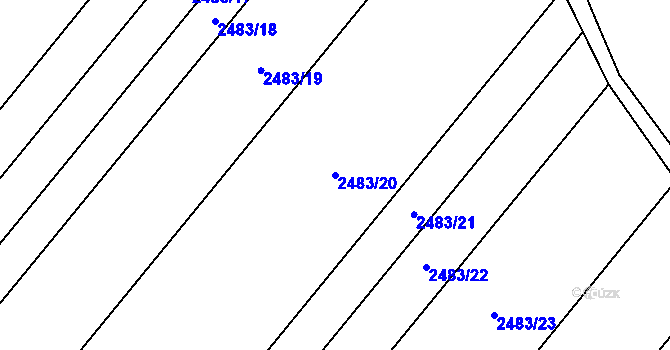 Parcela st. 2483/20 v KÚ Oslavany, Katastrální mapa