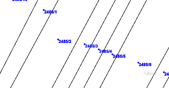 Parcela st. 2485/3 v KÚ Oslavany, Katastrální mapa
