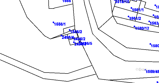 Parcela st. 2496/5 v KÚ Oslavany, Katastrální mapa