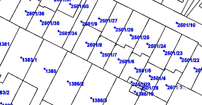 Parcela st. 2501/7 v KÚ Oslavany, Katastrální mapa