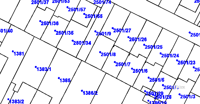 Parcela st. 2501/8 v KÚ Oslavany, Katastrální mapa