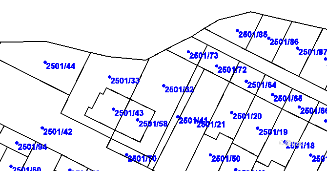 Parcela st. 2501/32 v KÚ Oslavany, Katastrální mapa