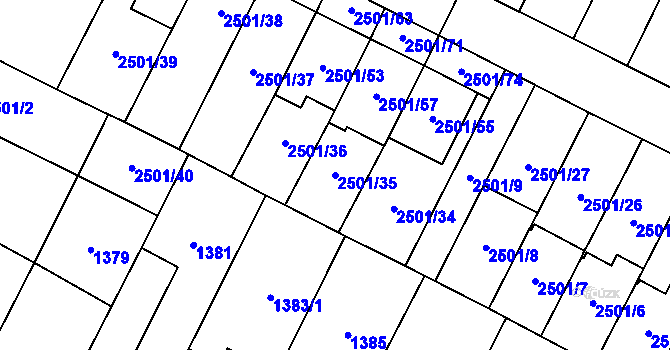 Parcela st. 2501/35 v KÚ Oslavany, Katastrální mapa