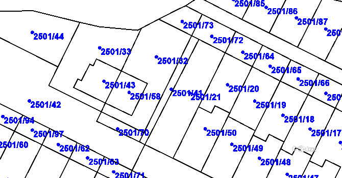 Parcela st. 2501/41 v KÚ Oslavany, Katastrální mapa