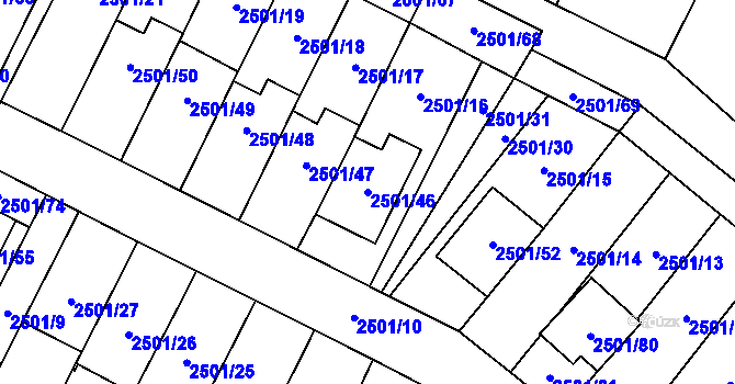 Parcela st. 2501/46 v KÚ Oslavany, Katastrální mapa