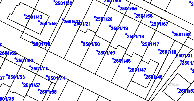 Parcela st. 2501/49 v KÚ Oslavany, Katastrální mapa
