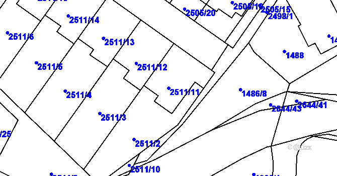 Parcela st. 2511/11 v KÚ Oslavany, Katastrální mapa