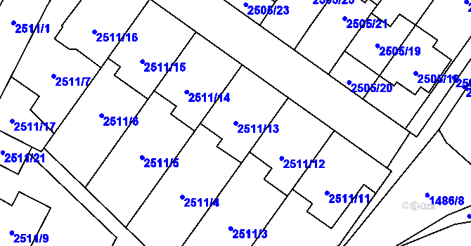 Parcela st. 2511/13 v KÚ Oslavany, Katastrální mapa