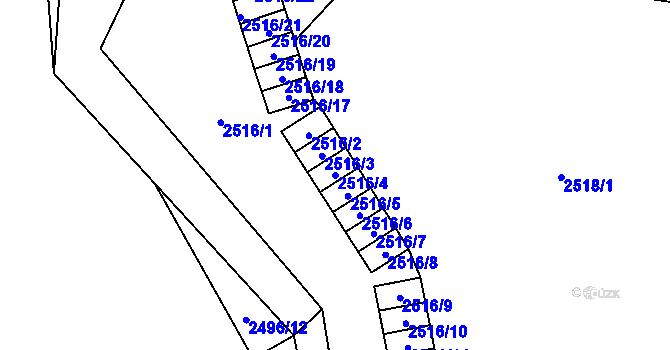 Parcela st. 2516/4 v KÚ Oslavany, Katastrální mapa