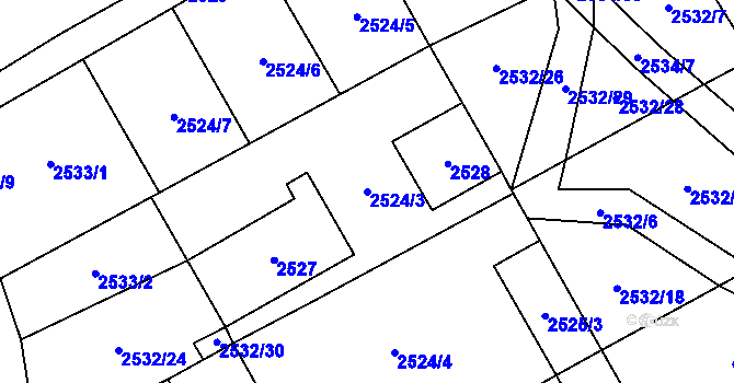 Parcela st. 2524/3 v KÚ Oslavany, Katastrální mapa