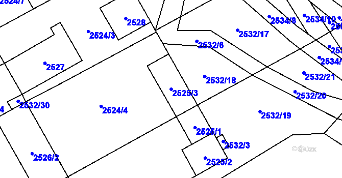 Parcela st. 2525/3 v KÚ Oslavany, Katastrální mapa