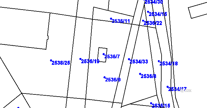 Parcela st. 2536/7 v KÚ Oslavany, Katastrální mapa