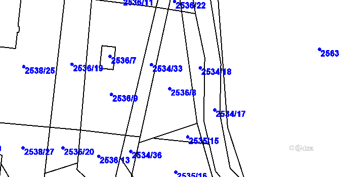 Parcela st. 2536/8 v KÚ Oslavany, Katastrální mapa