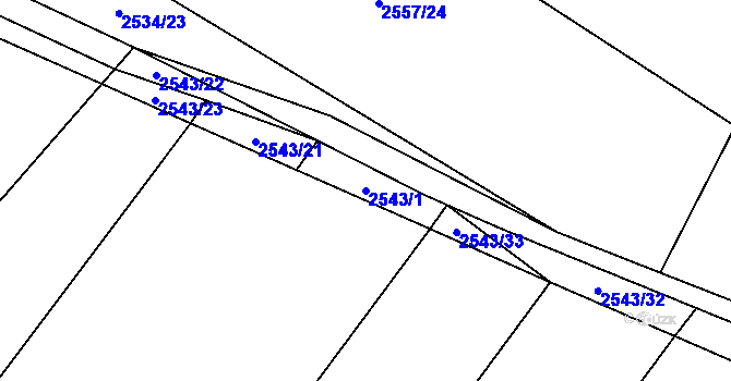 Parcela st. 2543/1 v KÚ Oslavany, Katastrální mapa