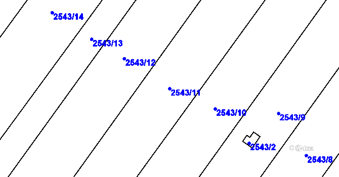 Parcela st. 2543/11 v KÚ Oslavany, Katastrální mapa