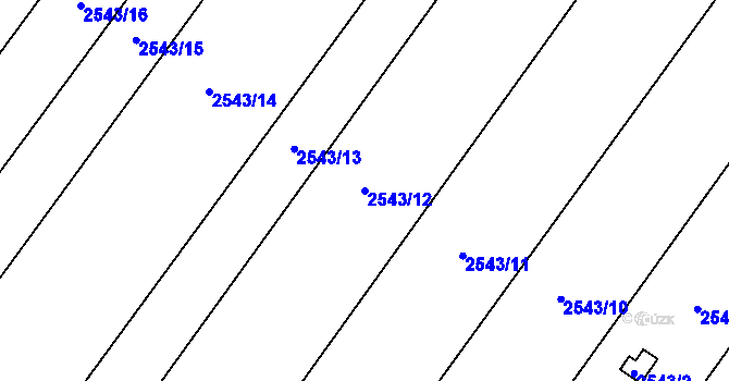 Parcela st. 2543/12 v KÚ Oslavany, Katastrální mapa