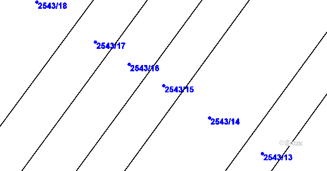 Parcela st. 2543/15 v KÚ Oslavany, Katastrální mapa