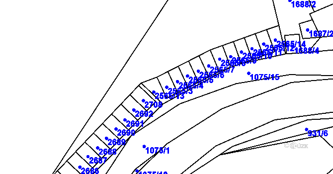 Parcela st. 2565/3 v KÚ Oslavany, Katastrální mapa