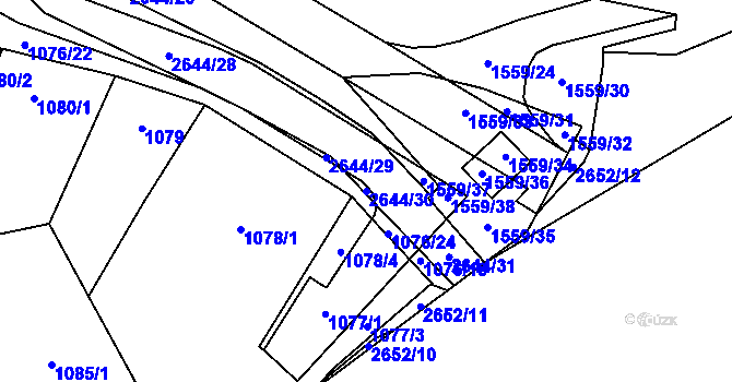 Parcela st. 2644/30 v KÚ Oslavany, Katastrální mapa