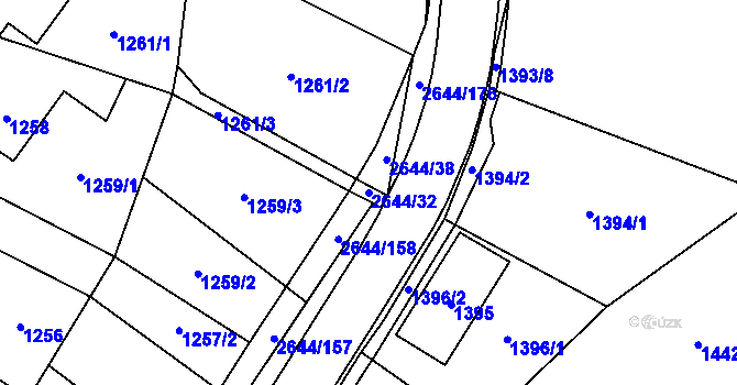 Parcela st. 2644/32 v KÚ Oslavany, Katastrální mapa