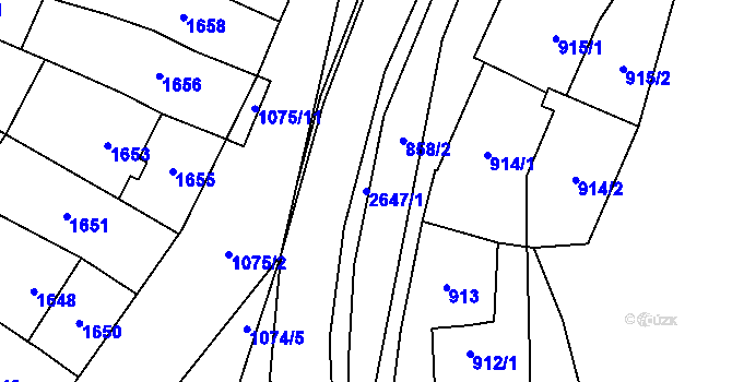 Parcela st. 2647/1 v KÚ Oslavany, Katastrální mapa