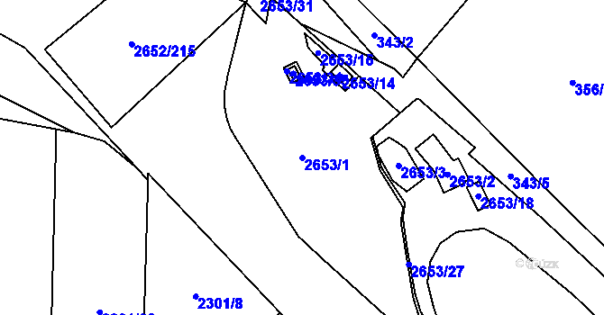 Parcela st. 2653/1 v KÚ Oslavany, Katastrální mapa
