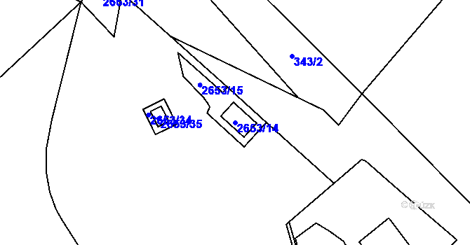 Parcela st. 2653/14 v KÚ Oslavany, Katastrální mapa