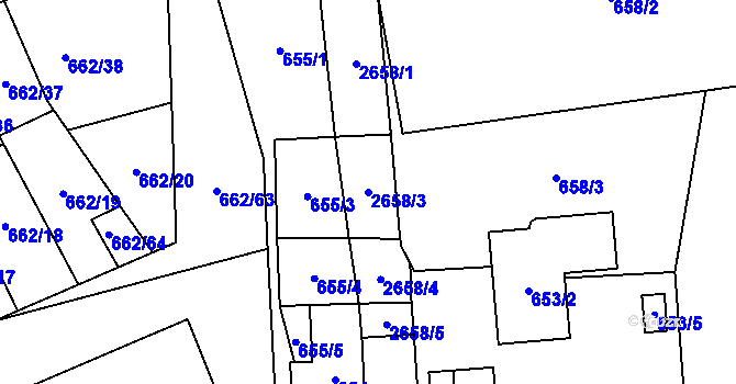 Parcela st. 2658/3 v KÚ Oslavany, Katastrální mapa