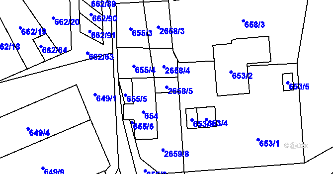 Parcela st. 2658/5 v KÚ Oslavany, Katastrální mapa