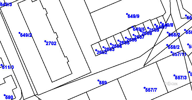 Parcela st. 2662 v KÚ Oslavany, Katastrální mapa