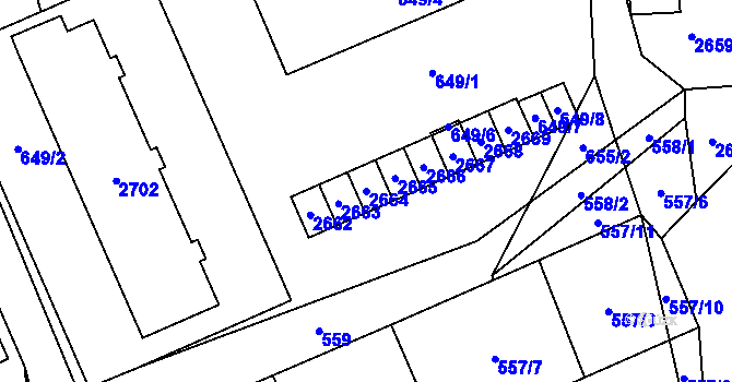 Parcela st. 2664 v KÚ Oslavany, Katastrální mapa