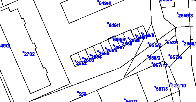 Parcela st. 2665 v KÚ Oslavany, Katastrální mapa