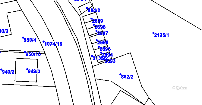 Parcela st. 2694 v KÚ Oslavany, Katastrální mapa