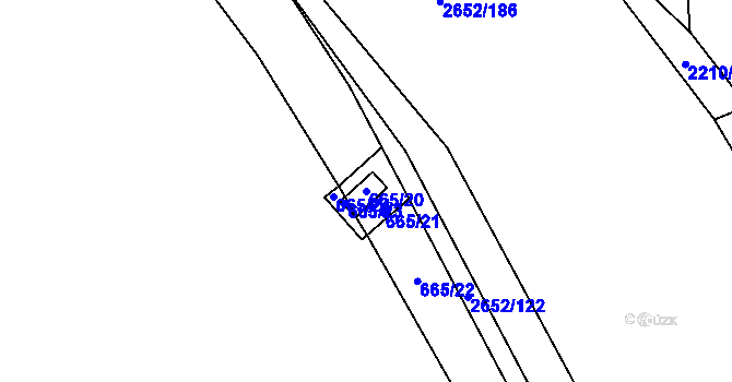 Parcela st. 665/20 v KÚ Oslavany, Katastrální mapa