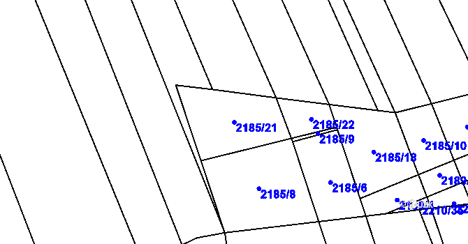 Parcela st. 2185/21 v KÚ Oslavany, Katastrální mapa
