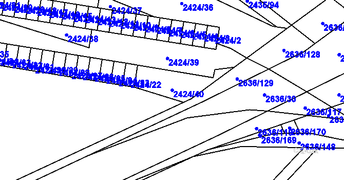 Parcela st. 2424/40 v KÚ Oslavany, Katastrální mapa