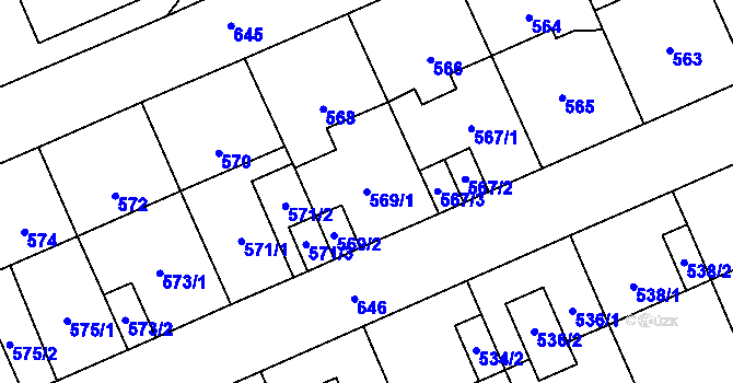 Parcela st. 569/1 v KÚ Oslavany, Katastrální mapa