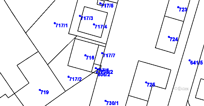 Parcela st. 717/7 v KÚ Oslavany, Katastrální mapa