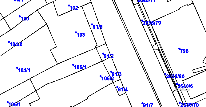Parcela st. 91/2 v KÚ Oslavany, Katastrální mapa
