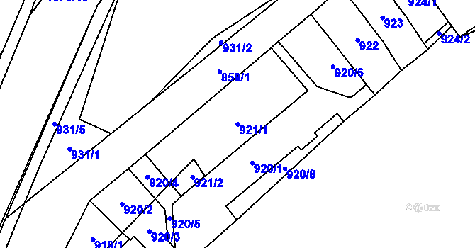 Parcela st. 921/1 v KÚ Oslavany, Katastrální mapa