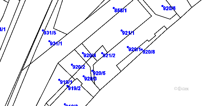 Parcela st. 921/2 v KÚ Oslavany, Katastrální mapa