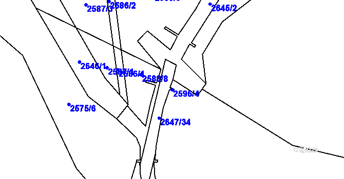 Parcela st. 2596/4 v KÚ Oslavany, Katastrální mapa