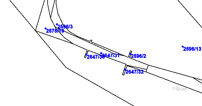 Parcela st. 2647/31 v KÚ Oslavany, Katastrální mapa