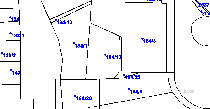 Parcela st. 184/12 v KÚ Oslavany, Katastrální mapa