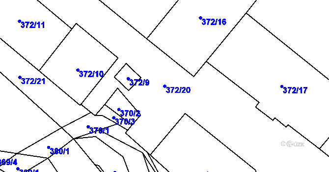 Parcela st. 372/20 v KÚ Oslavany, Katastrální mapa