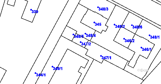 Parcela st. 347/2 v KÚ Oslavany, Katastrální mapa