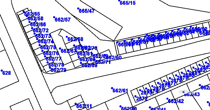 Parcela st. 662/60 v KÚ Oslavany, Katastrální mapa